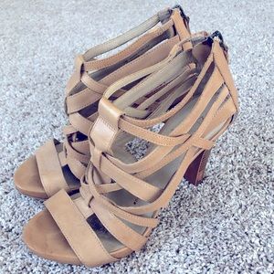 Light Tan Leather Bootie Heels